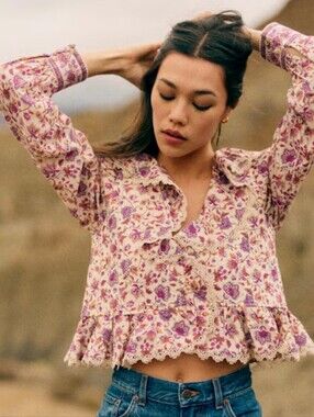 Sezane Alexiana Blouse Nausica Floral Print - Size 14